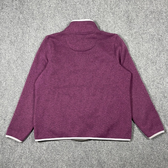L.L. Bean Sweater Snap Placket Purple Fleece Pullover Jacket Petite Large 0934 - Picture 2 of 7